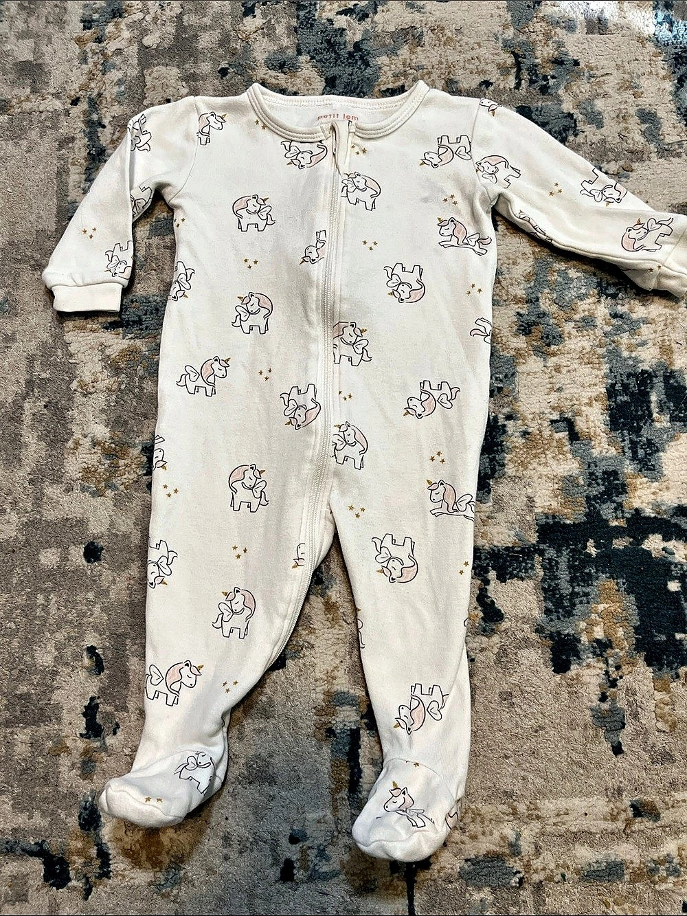 Petit Lem Bewitched Unicorns Sleeper Cream 100% Cotton 6M